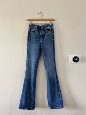 Zara: Dark Blue High-Rise Bootcut/Flare Jeans